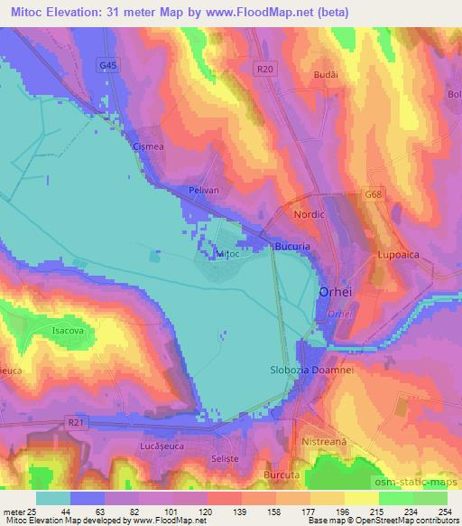 Mitoc,Moldova Elevation Map