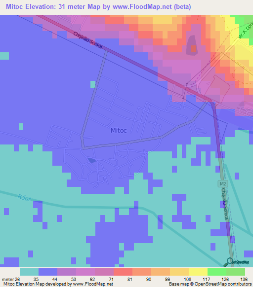 Mitoc,Moldova Elevation Map