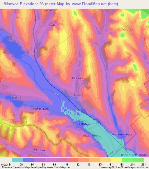 Misovca,Moldova Elevation Map