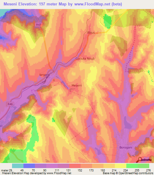 Meseni,Moldova Elevation Map