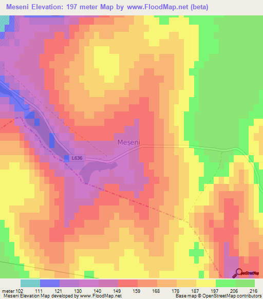 Meseni,Moldova Elevation Map