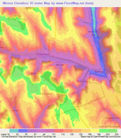 Mirnoe,Moldova Elevation Map