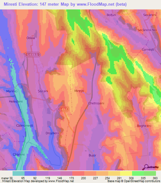 Miresti,Moldova Elevation Map