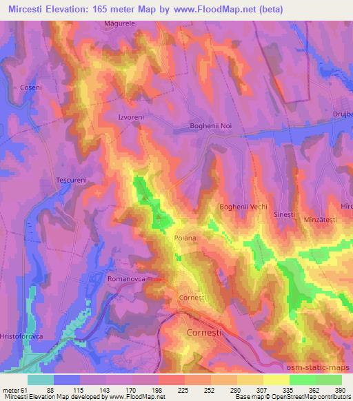 Mircesti,Moldova Elevation Map