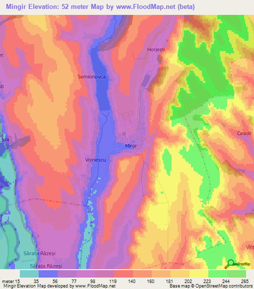 Mingir,Moldova Elevation Map