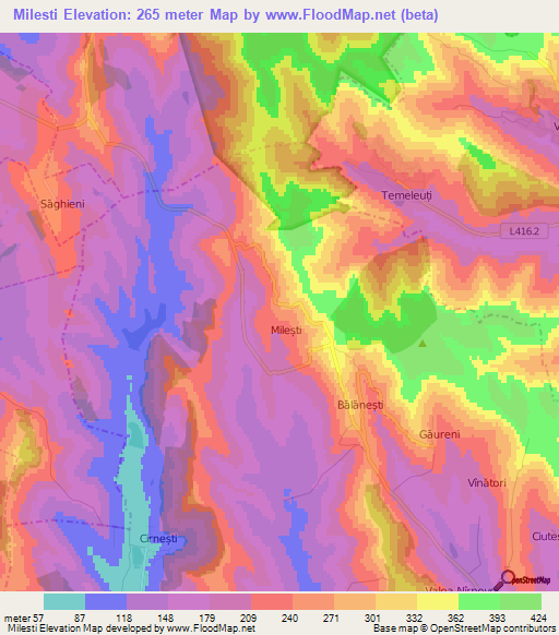 Milesti,Moldova Elevation Map