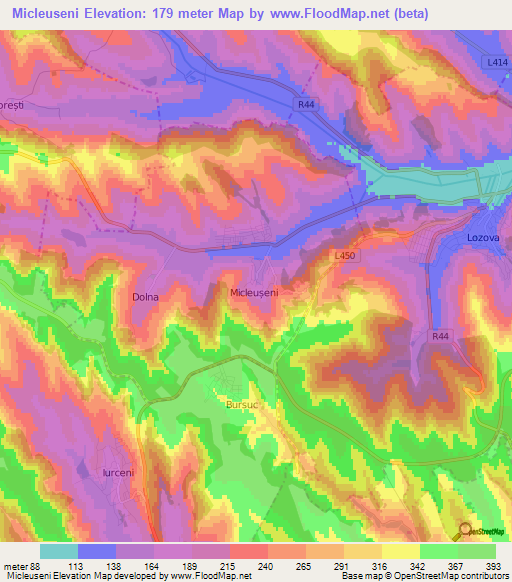 Micleuseni,Moldova Elevation Map