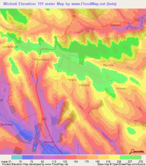 Miclesti,Moldova Elevation Map