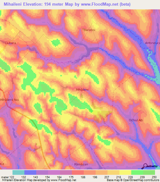 Mihaileni,Moldova Elevation Map