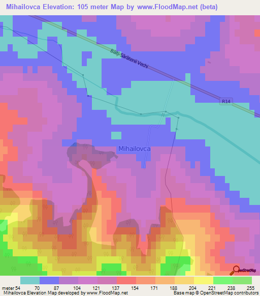 Mihailovca,Moldova Elevation Map