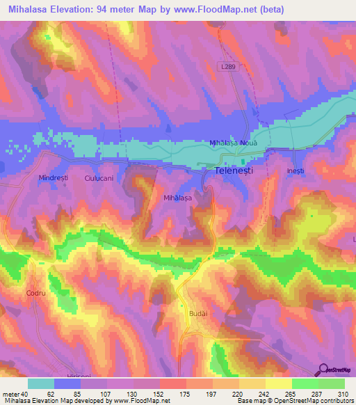 Mihalasa,Moldova Elevation Map