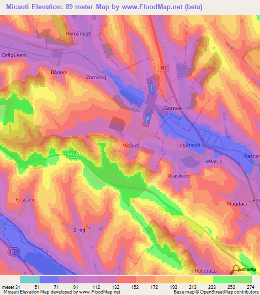 Micauti,Moldova Elevation Map