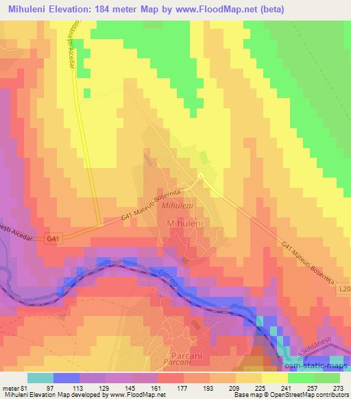 Mihuleni,Moldova Elevation Map