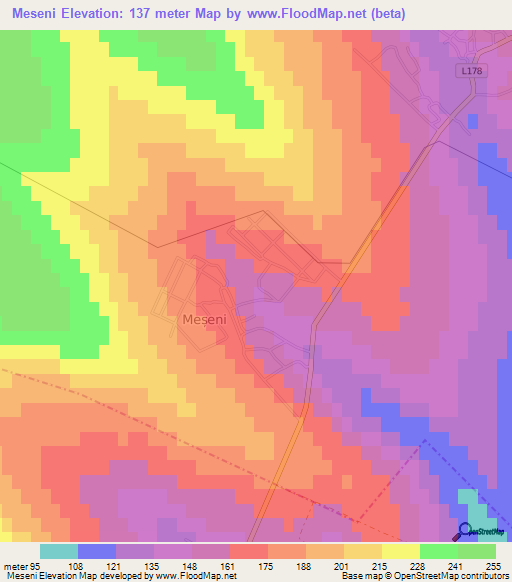 Meseni,Moldova Elevation Map