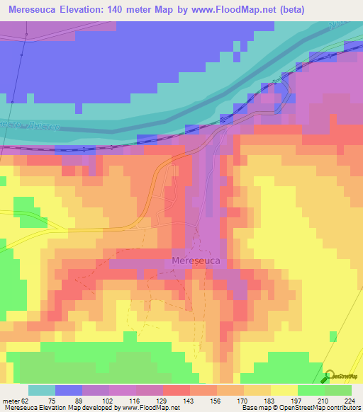 Mereseuca,Moldova Elevation Map