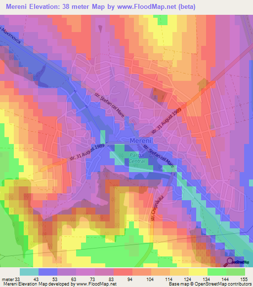 Mereni,Moldova Elevation Map