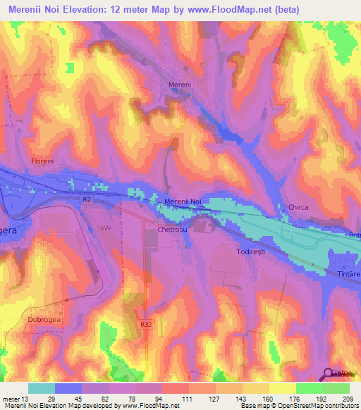 Merenii Noi,Moldova Elevation Map