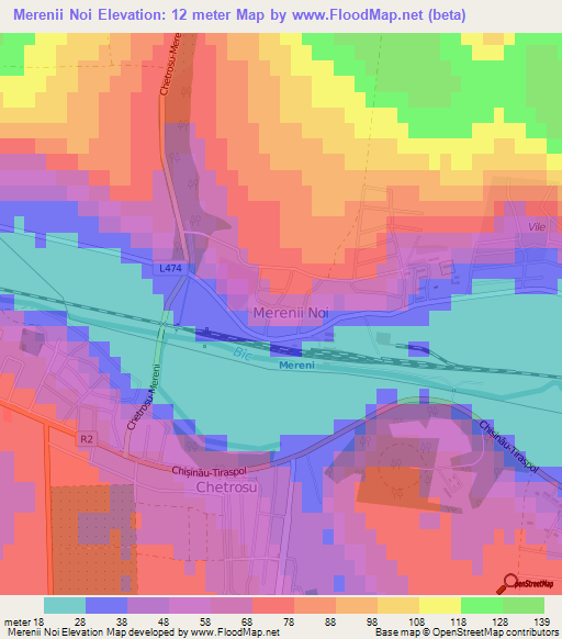 Merenii Noi,Moldova Elevation Map