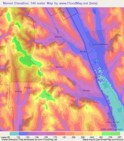 Mereni,Moldova Elevation Map