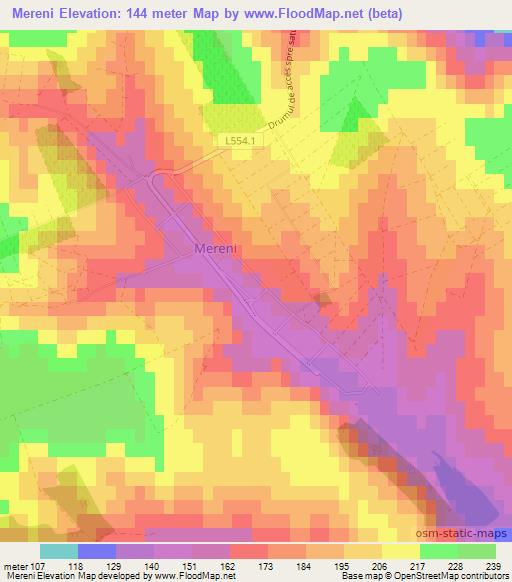 Mereni,Moldova Elevation Map