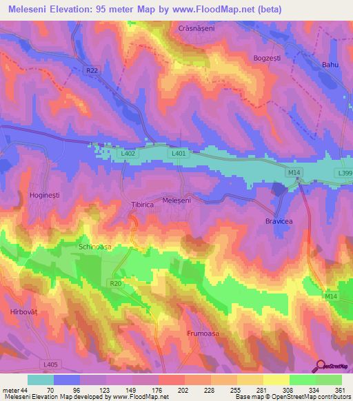 Meleseni,Moldova Elevation Map