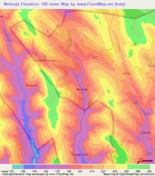 Medveja,Moldova Elevation Map