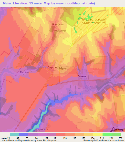 Maiac,Moldova Elevation Map