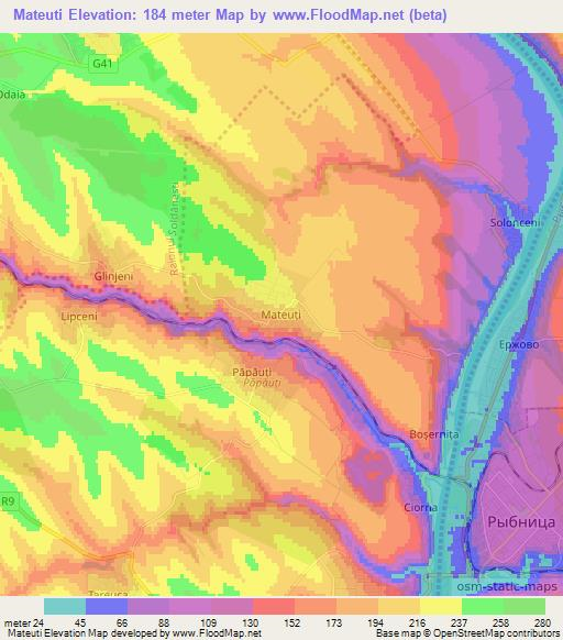 Mateuti,Moldova Elevation Map