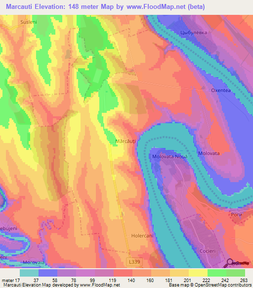 Marcauti,Moldova Elevation Map