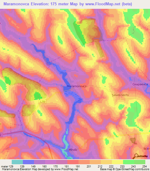 Maramonovca,Moldova Elevation Map