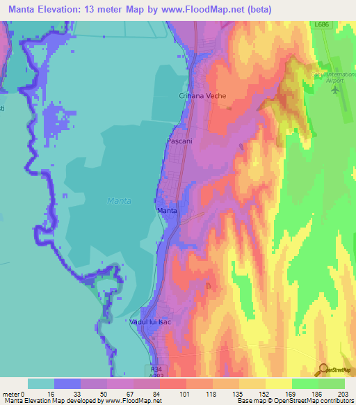 Manta,Moldova Elevation Map