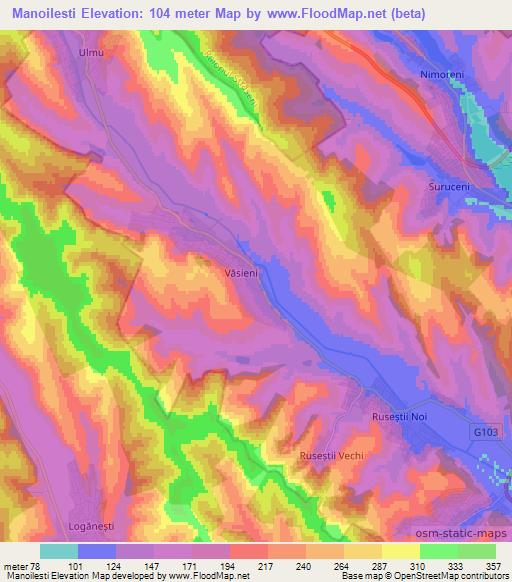 Manoilesti,Moldova Elevation Map