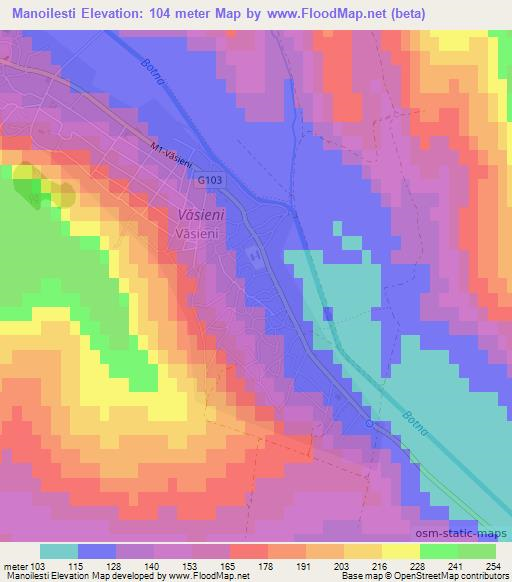 Manoilesti,Moldova Elevation Map