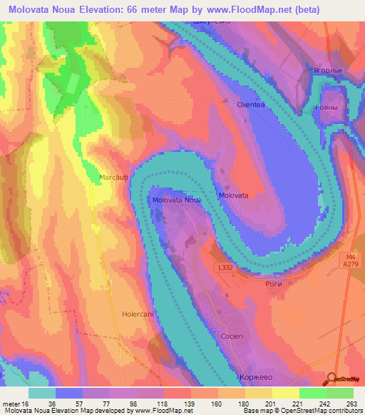 Molovata Noua,Moldova Elevation Map