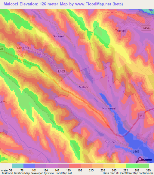 Malcoci,Moldova Elevation Map