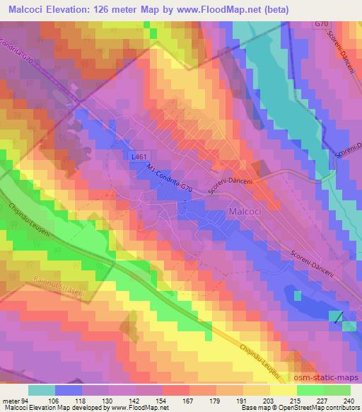 Malcoci,Moldova Elevation Map