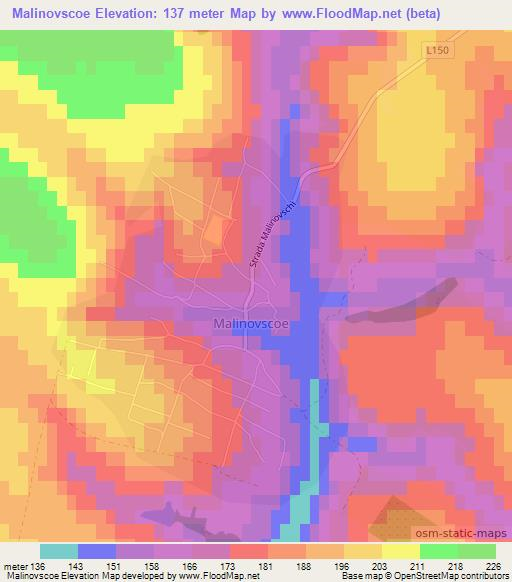 Malinovscoe,Moldova Elevation Map