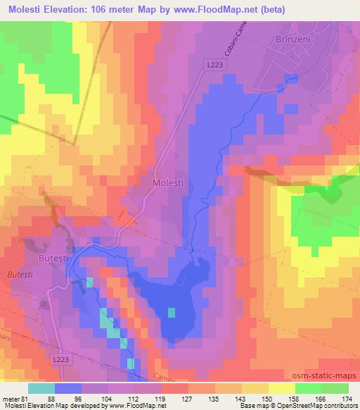 Molesti,Moldova Elevation Map