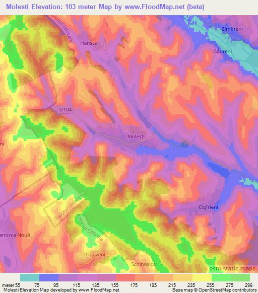 Molesti,Moldova Elevation Map