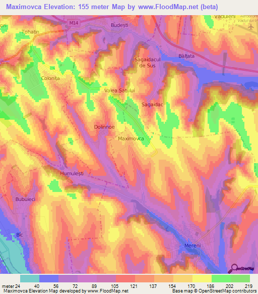 Maximovca,Moldova Elevation Map