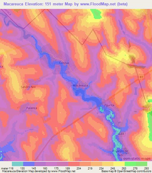 Macareuca,Moldova Elevation Map