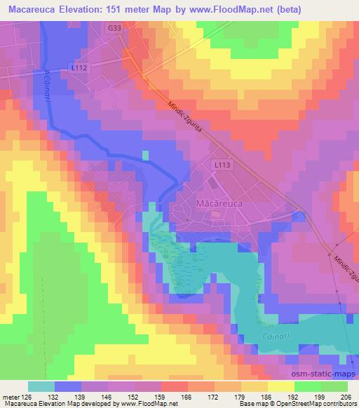 Macareuca,Moldova Elevation Map