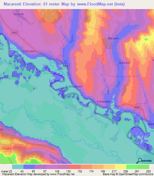 Macaresti,Moldova Elevation Map