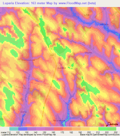 Luparia,Moldova Elevation Map