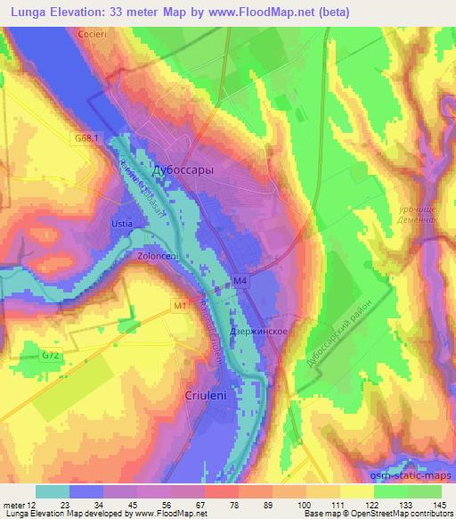 Lunga,Moldova Elevation Map