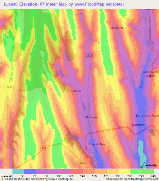 Lucesti,Moldova Elevation Map