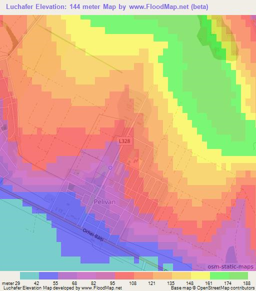 Luchafer,Moldova Elevation Map