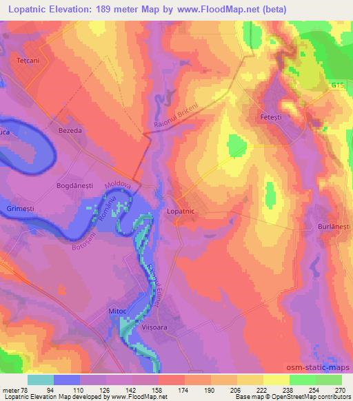 Lopatnic,Moldova Elevation Map