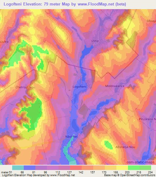 Logofteni,Moldova Elevation Map