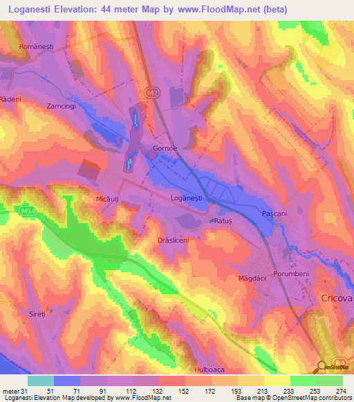 Loganesti,Moldova Elevation Map